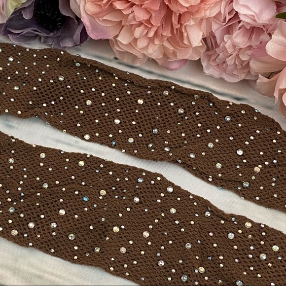 Sexy Coffee Fishnet Pantyhose with Crystal Rhinestones - Picture 10 of 16